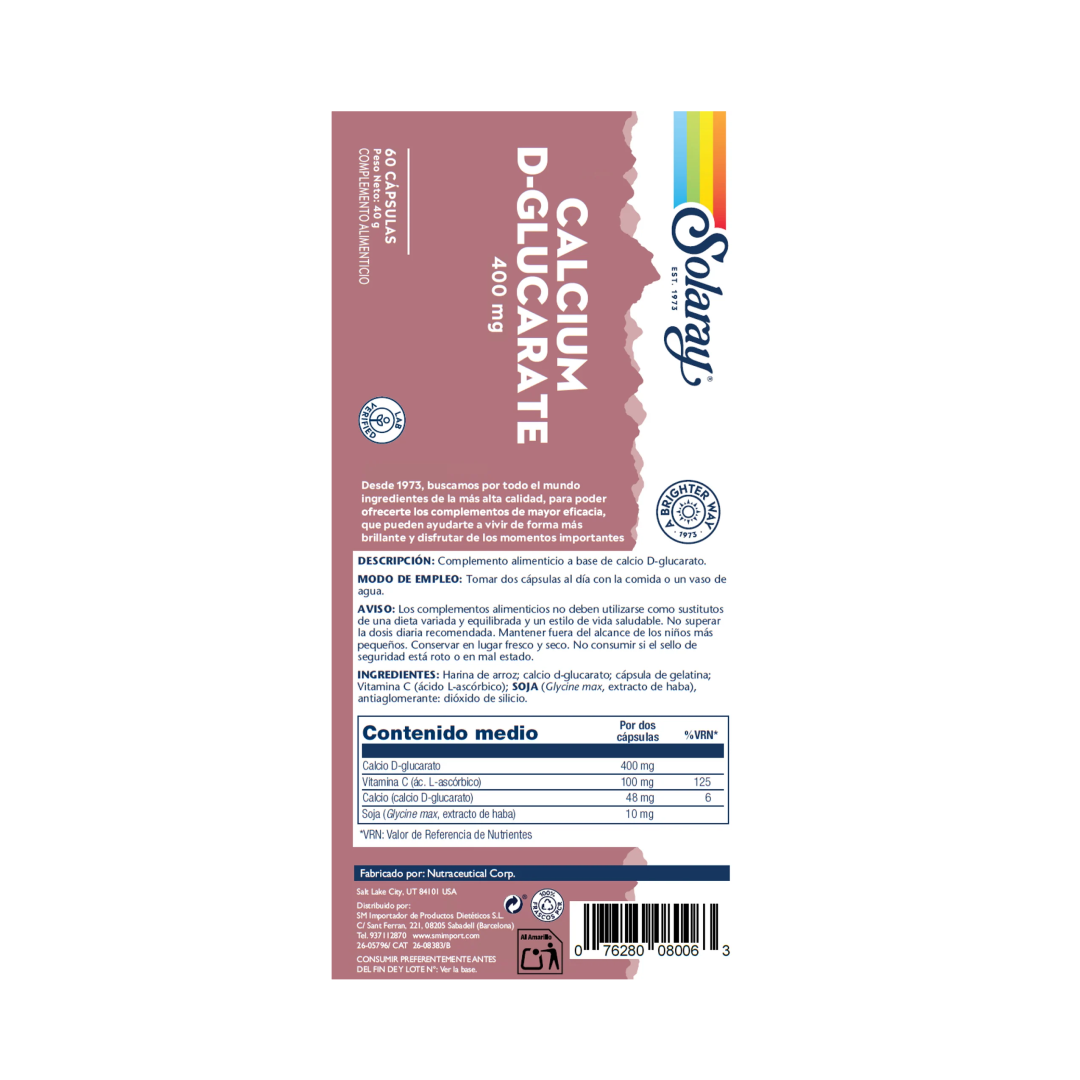 D-Glucarato de Calcio 400 mg - 60 cápsulas
