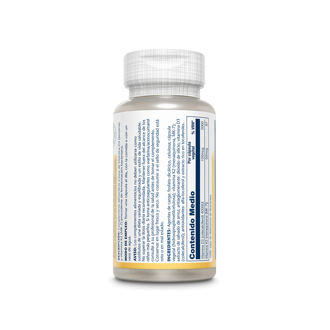 Vitamina D3 + K-2 (MK7) - 60 VegCaps